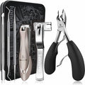 Toenail Clippers for Seniors Thick Toenails, Toe Nail Clippers Adult Thick Nails Long Handle, Heavy Duty Nail Clippers Kit 6Pcs Black