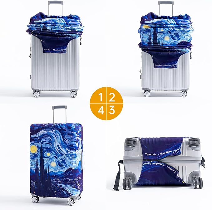Travelkin Luggage Covers For Suitcase Tsa Approved,Suitcase Cover Protector Fit 18-32 Inch Luggage (Galaxy, M)