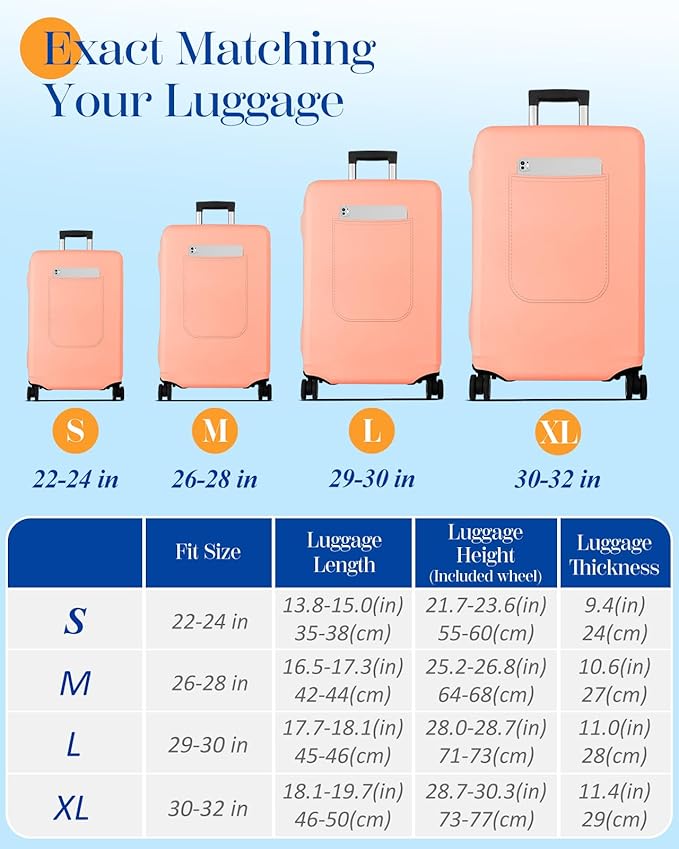 Slohif Luggage Cover for Suitcase Tsa Approved Protector - Luggage Sleeve Suit Case Cover Travel Stretch Large Baggage Case Protective Washable Fit 26-28 Inch Rose