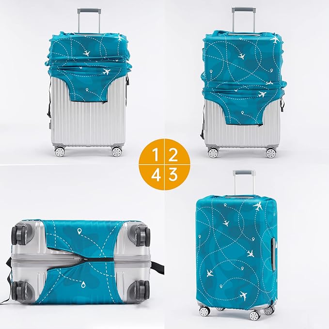 Travelkin Luggage Covers With Tag For Suitcases Tsa Approved,Suitcase Covers Protector Fit 18-32 Inch Luggage L(26-28inch suitcase)