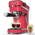 Espresso Machine 20 Bar, Professional Espresso Maker with Milk Frother Steam Wand, Compact Coffee Machine with Removable Water Tank for Cappuccino, Latte, Gift for Dad or Mom, Stainless Steel, Red