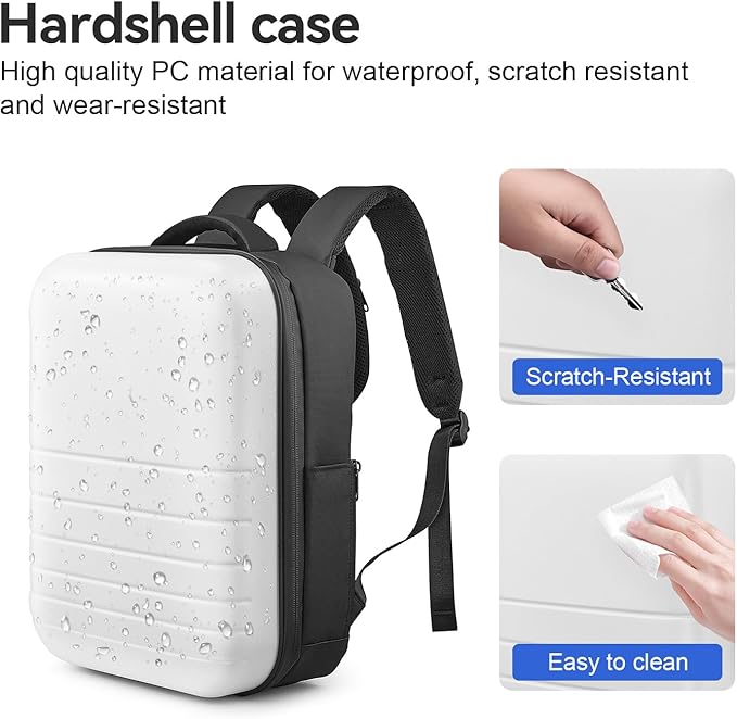 SOKOK Carry On Travel Backpack Waterproof Business Backpack with Laptop Compartment, Hardshell Computer Backpack for Men and Women, White