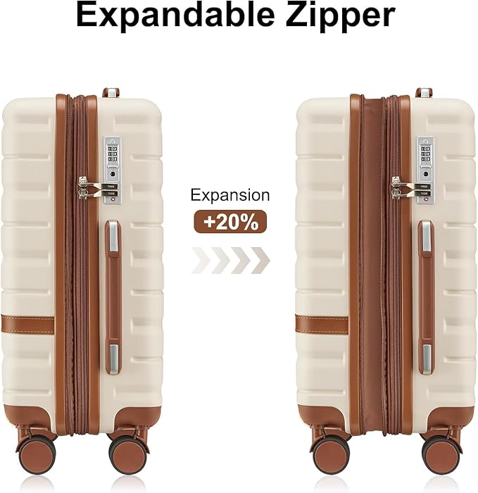 Luggage Sets 4 Piece with TSA Lock Hardside PC+ABS Carry On expandable Suitcase with Spinner Wheels Lightweight Rolling Travel Luggage Sets with YKK Zippers (Green, 4 Piece Sets(14/20/DB/TB))