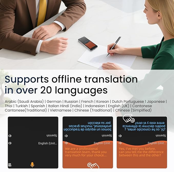 Language Translator Device, 5.5" High-end Upgraded Ai Translator No WiFi Needed, Support 150 Languages, Two Way Real-Time Voice Offline Recording Premium Translator Device for Business Travel
