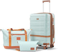 carry on Luggage Sets,20 Inch Expandable with TSA Lock Carry-on suitcases with spinner wheels,Hard Shell Travel Luggage airline approved (Green, 3 Piece Sets (20/DB/TB))