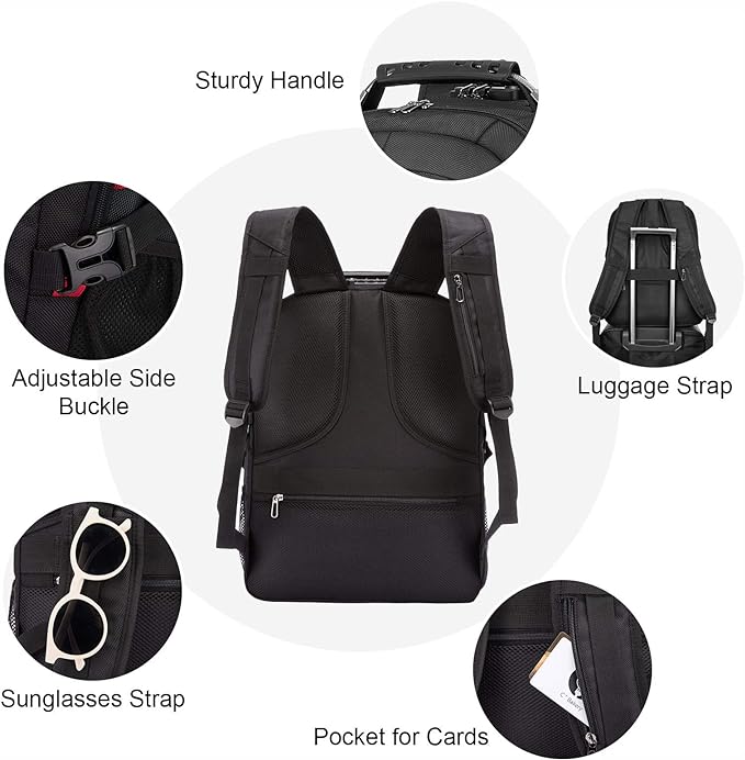 LOVEVOOK Travel Laptop Backpack Waterproof Anti Theft with Lock and USB Charging Port Large Computer Business Backpack for Men Women College (17 inch, Black)