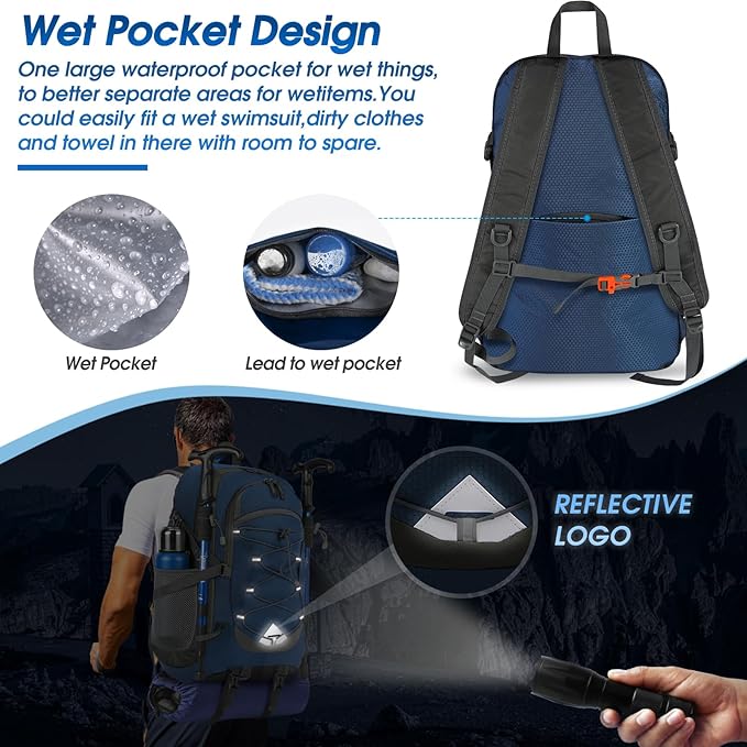 IGOLUMON Hiking Backpack 40L Packable Lightweight Camping Backpack Men Women Waterproof Hiking Daypack Outdoor Travel Daypack