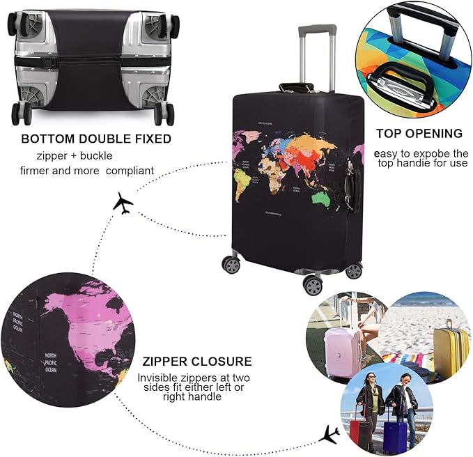 MosaiRudo Thicker Luggage Cover Elastic Suitcase Cover Protector Fits 18-32 Inch Suitcase Travel Accessories (TKM0098, XL)
