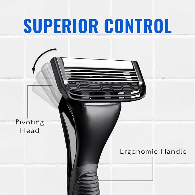 Jeremy's Razors for Men: Sprint 3 Blade Razor - Stainless Blades, Lubricating Strip, Precision Trimmer - Men's Shaving Essentials Kit, Travel Shaver Face Body Head Shavers (1 Razor 1 Cartridge)