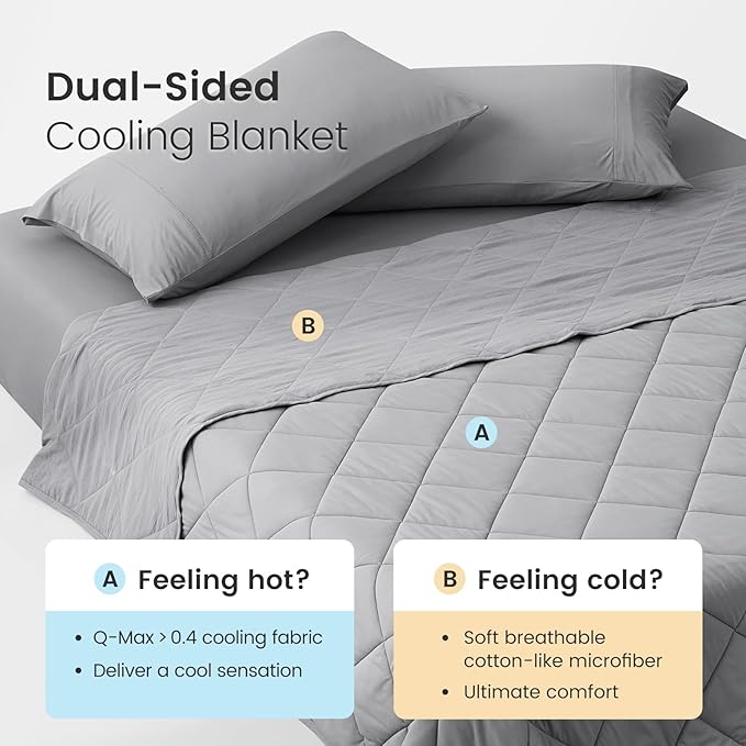 Cozy Bliss Cooling Throw Blanket for Hot Sleepers, Q-Max 0.4 Cooling Comfort 50x70, Cold Blankets for Night Sweats Sleeping, Ultra-Cool Lightweight Breathable Summer Blanket for Bed Travel