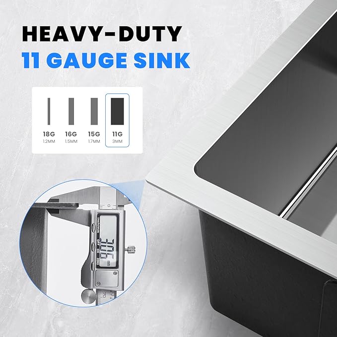 POPFLY 18 x 18 Inch Undermount Kitchen Sinks, Stainless Steel Single Bowl 9 Inches Deep Utility Small Bar or Prep Sinks, Brushed Nickel Laundry Room Sink（18×18×9）