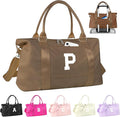 Birthday Graduation Gifts for Daughter,Initial Travel Duffel Bag Sports Gym Bag for Girls Teen Kids Birthday Gifts,Personalized Weekender Bag Carry On Tote Bags Cute Overnight Bag for Women(Brown, P)