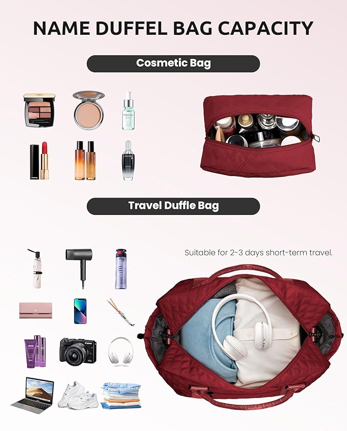Personalized Gifts-Initial Overnight Bag with Shoe Compartment, Personalized Weekender Bag, Monogram Overnight Bag, Letter Travel Bag with Makeup Bag，Birthday Gift For Women Girl (Letter Q)