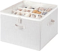 StorageWorks Shoe Organizer for Closet, Fits up to 16 Pairs, Shoe Cubby Storage Containers with Adjustable Dividers and Clear Cover, Gray and White Stripes