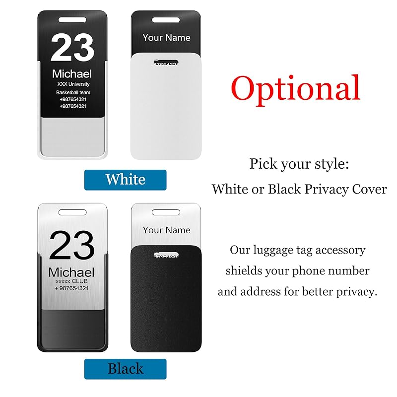 Customized Stainless Steel Luggage Tags: Personalize Your Suitcases, Backpacks, and Bags with Your Text - Custom Initial Text Name ID,Number 2"x3.3"