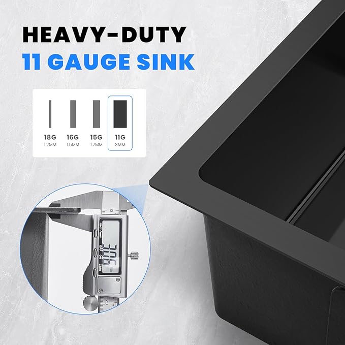 POPLFY 18 Inch Undermount Kitchen Sink, 18×18 Inch Undermount 18 Gauge Stainless Steel Single Bowl Wet Bar Prep Sink 9 Inch Deep Small Utility Sink, Black