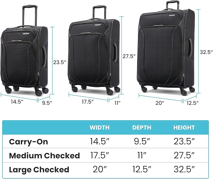 American Tourister 4 KIX 2.0 Expandable Softside Luggage with Spinner Wheels, 24 SPINNER, CLASSIC BLUE
