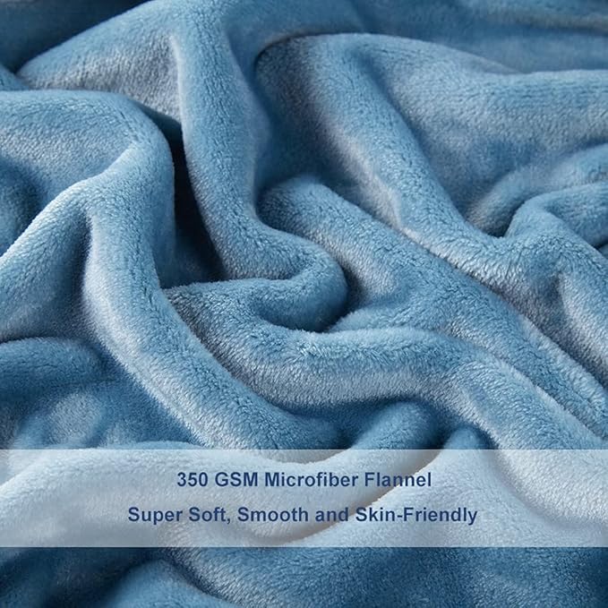 Surii Home Luxury Microfiber Flannel Blanket, Super Soft, Warm, Cozy, Fluffy, and Breathable, Perfect Throws for Bed, Couch, Sofa, for All Season Use. 350GSM King Size 108x90 Inches(Sky Blue)