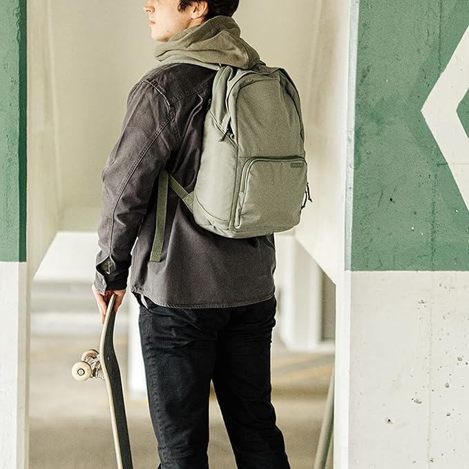 The Brevite Backpack- Casual daypack backpacks for every function. Compact but spacious 18L aesthetic traveling backpack with laptop compartment. (Green)