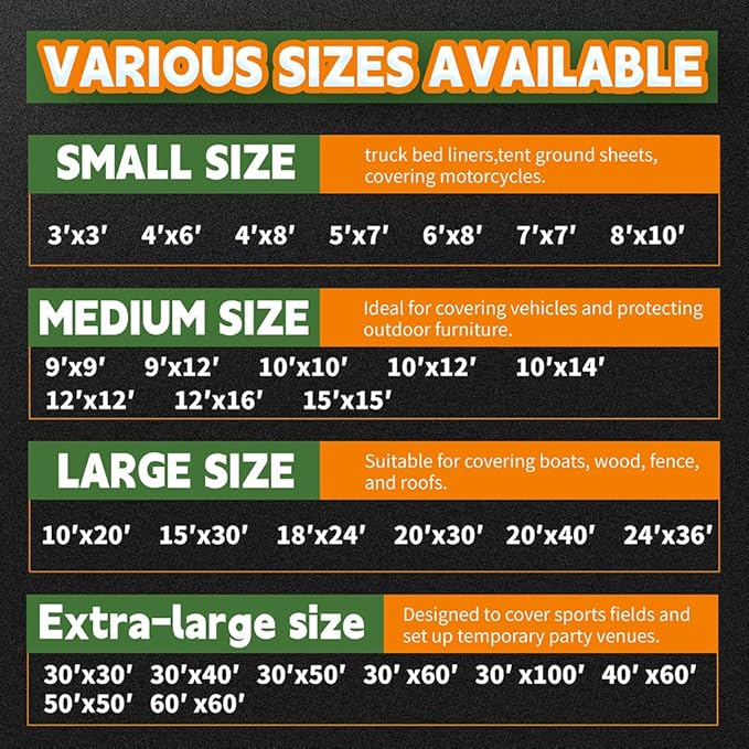 RAINDEWAY Tarps Heavy Duty Waterproof 40x60 Feet, 10 Mil Thick Multipurpose UV Resistance Large Tarp Cover with Metal Grommets and Reinforced Edges, Silver/Brown Tarp