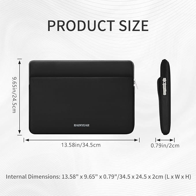 RAINYEAR Laptop Sleeve Case 13.3 Inch, Protective Portable Case with Front Pocket, Briefcase Handbag Laptop Bag Compatible with MacBook Air/Pro 13-13.3 inch, MacBook Pro 14 inch, Black
