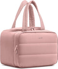 HOTOR Travel Toiletry Bag - Wide-Open Toiletry Bag for Women, Multi-Pocket Makeup Bag for Travel Essentials, Wet & Dry Separation Travel Accessories for Trip, Gym, 11.4" x 5.9" x 8.3", Dark Pink