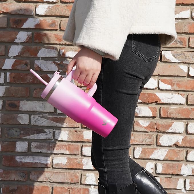 40 oz Tumbler with Handle and 2 Straws,2 in 1 Lid Insulated Water Bottle Stainless Steel Travel Coffee Mug,Navy blue