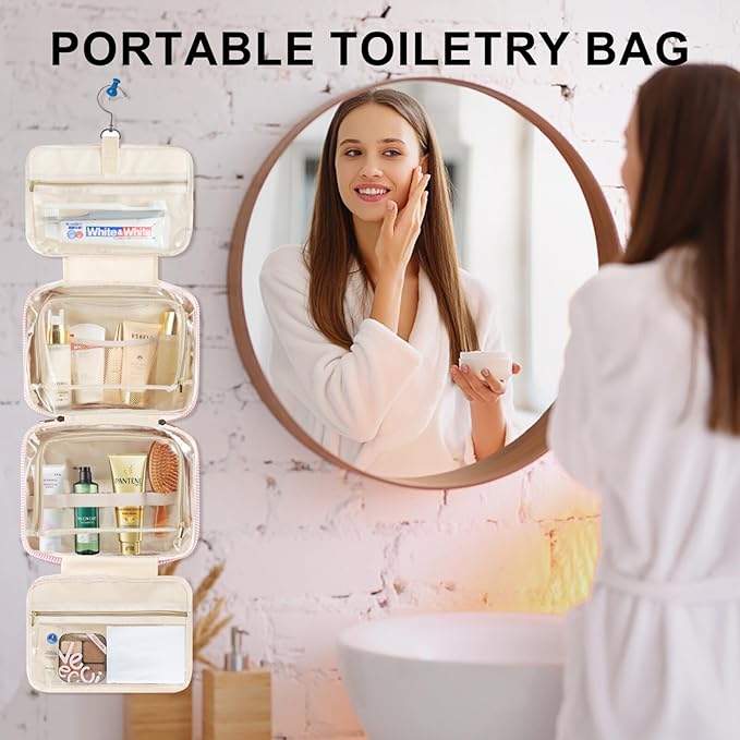 TOPEAST Travel Toiletry Bag for Women - Hanging Toiletry Bag, Personalized Initial Toiletry Bags for Traveling Women, Portable Travel Toiletry Bag for Toiletries, Cosmetics - Letter H, Blue