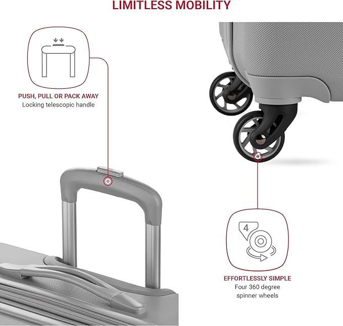 SwissGear 7366 Hardside Expandable Luggage with Spinner Wheels, Grey, 2-Piece Set (19/27)
