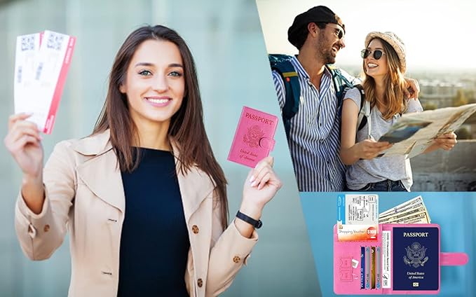 Passport Holder Cover Wallet RFID Blocking Leather Card Case Travel Accessories for Women Men (Apple green)