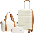 LONG VACATION 3 Piece Carry On Luggage 20 Inch Suitcase with Spinner Wheels, ABS+PC Hardshell Suitcase set with TSA Lock & YKK Zipper