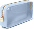 Clear Makeup Bag Zipper Pouch, Transparent Cosmetic Case Organizer, TSA Approved Travel Toiletry Case, Travel Accessories Essentials Makeup Tote for Women, Small Cute Make up Bag for Purse - Sky