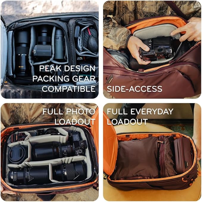 Peak Design Travel Backpack 45L, Eclipse, Expandable 35-45L Design, Rear and Top Access, Weatherproof Shell, Laptop Sleeve, Ideal for Travel or Everyday Carry, Versatile Backpack for Men and Women