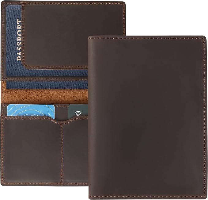 Jack&Chris Leather Passport Holder, Handmade Passport cover, Travel Wallet Cover Case for Men and Women, Leather Travel Documents Organizer Protector, JC107