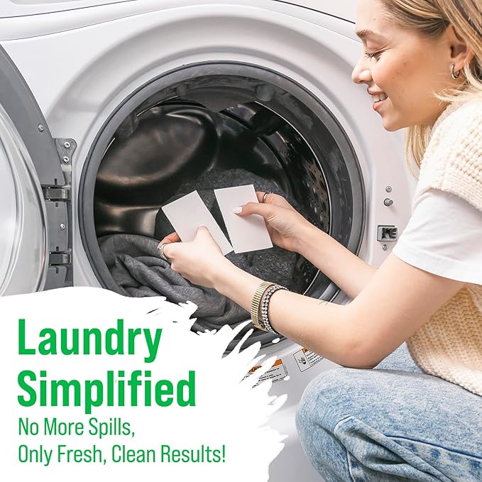 Rockin' Green Active Wear Travel Laundry Detergent Sheets - Mess-Free Laundry Sheet Detergent with Sodium Bicarbonate - Easily Dissolvable Laundry Soap Sheets (104 Loads, Freshwood Mac)