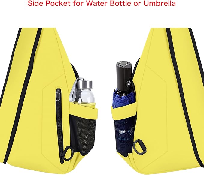 MOSISO Sling Backpack,Canvas Crossbody Hiking Daypack Bag with Anti-theft Pocket, Yellow