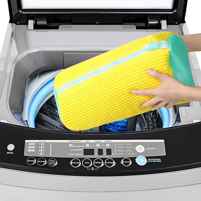 Shoes Laundry Bag Keep Shoes Clean, 2 Pcs Set - Shoe Wash Bag for Washing Machine, 360° Wrap Shoe Washing Bag for Sneakers, Boots & Delicate Footwear, Reusable Shoe Cleaning Bag (Yellow)