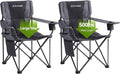 Oversized XL Camping Chairs for Adults, Padded Folding Camp Chair with High Back, Cup Holder & Side Pocket for Outside, Lawn, Beach, Fishing, Sports, Folding Heavy Duty Chairs, Black