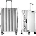 HotWay 28 Inch All Aluminum Checked in Luggage, Hard Shell Suitcase with Spinner Wheels and TSA Lock, Large Suitcase for Business Travel
