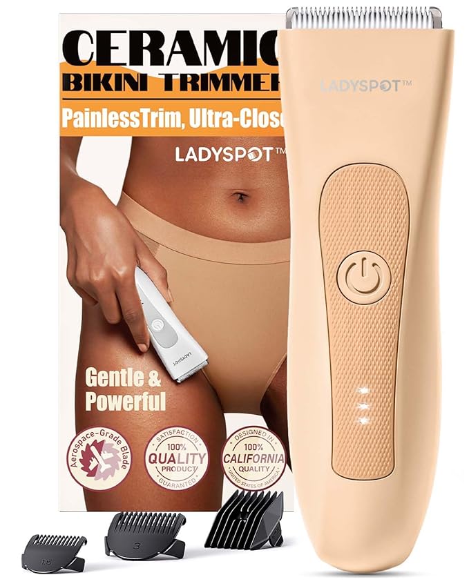 LADYSPOT™ Finishing Trimmers, Electric Shaver for Women, Hair Trimmer for Womens, Shaving & Grooming Sets Kit with 3 Guard and Replaceable Ceramic Blade Heads, Waterproof Wet/Dry(Orange)
