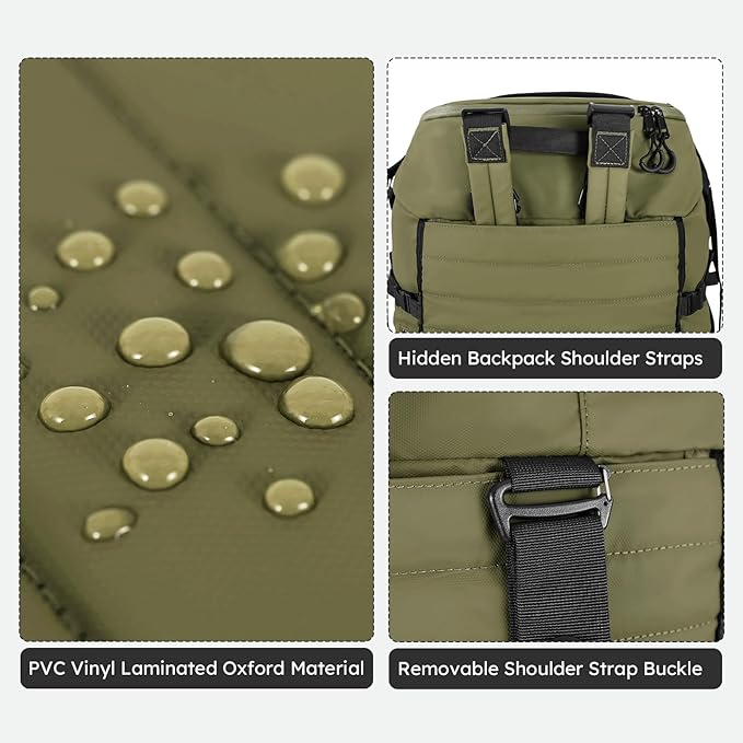 86L 30” Folding Duffle Backpack with 2 Wheels,Travel Bag with Separate Shoe Compartment,Army Green