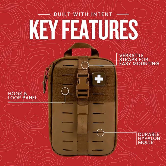 MY MEDIC MyFAK Standard - Ifak First Aid Kit - HSA FSA Eligible - 132 Life Saving Trauma and Medical Items - Survival Kit for Camping or Your Car - Coyote