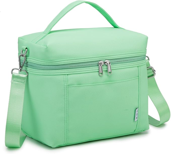 NOL Natural Organic Lifestyle Insulated Lunch Bags for Women Cooler Bag Lightweight Nylon Waterproof Lunch Box For Work (Small, Mint green)