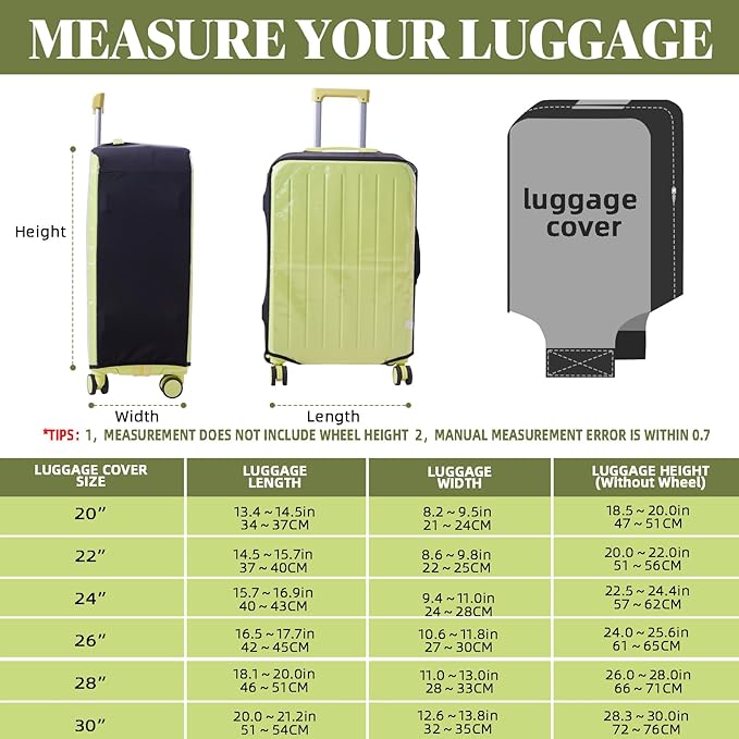Clear Luggage Cover Protectors For Suitcases,Elastic Transparent waterproof PVC Suitcase Covers Protector Fit 20-30 Inch wheeled Luggage (28")