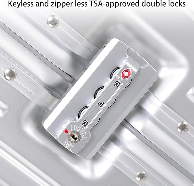 Metal All Aluminum Carry-on Luggage TSA Customs Lock Zipperless Silent Rotary Wheel Business Suitcase Aluminum Frame Set (blue, 20 '')