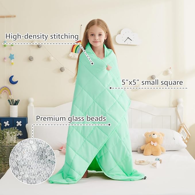 L'AGRATY Weighted Blanket - 40"x60" 7lbs Cooling Breathable Microfiber Material with Glass Beads Small Blanket for All-Season Summer Fall Winter Soft Thick