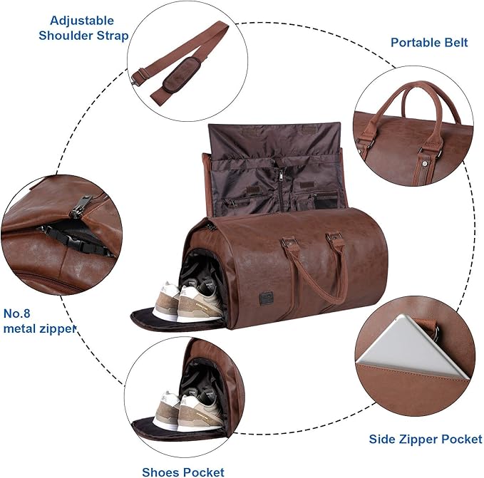 seyfocnia Convertible Travel Garment Bag,Carry on Garment Duffel Bag for Men Women - 2 in 1 Hanging Suitcase Suit Business Travel Bag