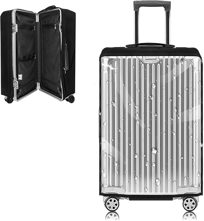 Yotako Upgraded Zippered Transparent PVC Suitcase Cover, No Disassembly Required Clear Luggage Protector for Suitcase Luggage Protector Cover 20''