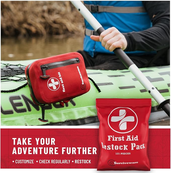 Surviveware 110 Pcs Waterproof Premium Survival First Aid Kit - Survival Emergency Preparedness for Travel Camping Gear, Survival Kit and Outdoor Emergencies - HSA & FSA Eligible Survival Kit