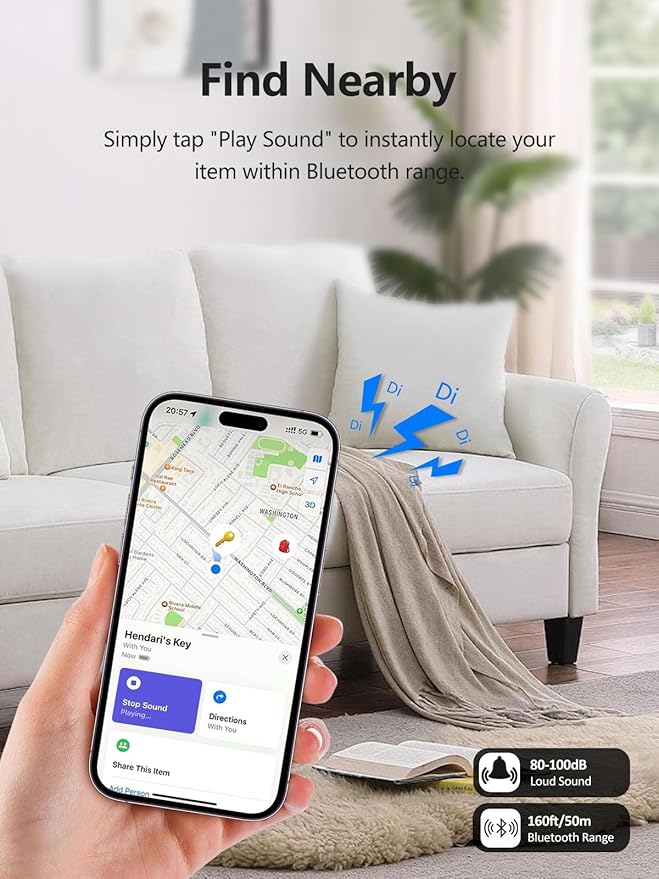 Tracker Tags, Item Finder Work with Apple Find My (iOS Only), Tracking Device Locator Smart Tag for Luggage, Keys, Wallet, Bike, Pets, Bags (White, 2 Pack)